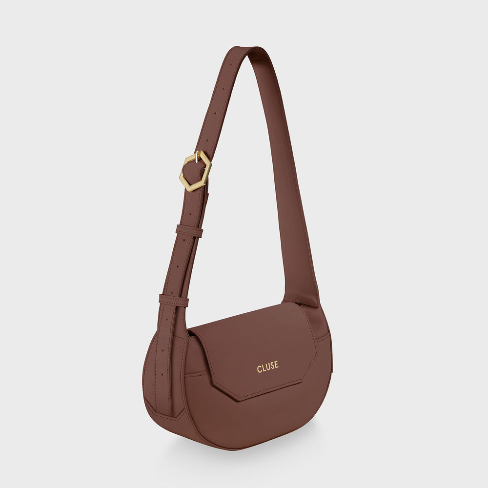 CLUSE Sacroisé Petite Crossbody Bag, Brown, Gold Colour CX04204 - Frontal long strap