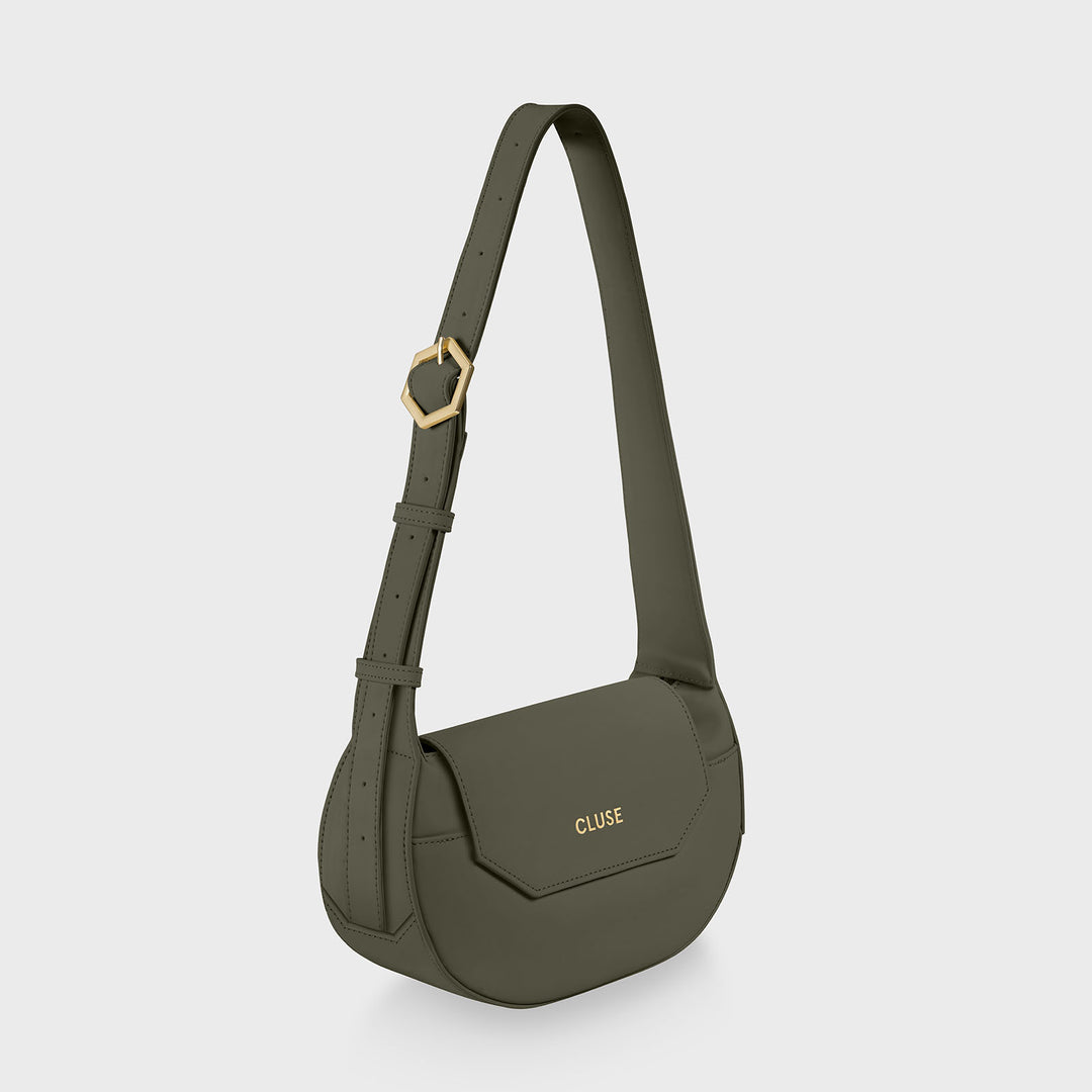 CLUSE Sacroisé Petite Crossbody Bag, Dark Green, Gold Colour CX04205 -  Frontal long strap