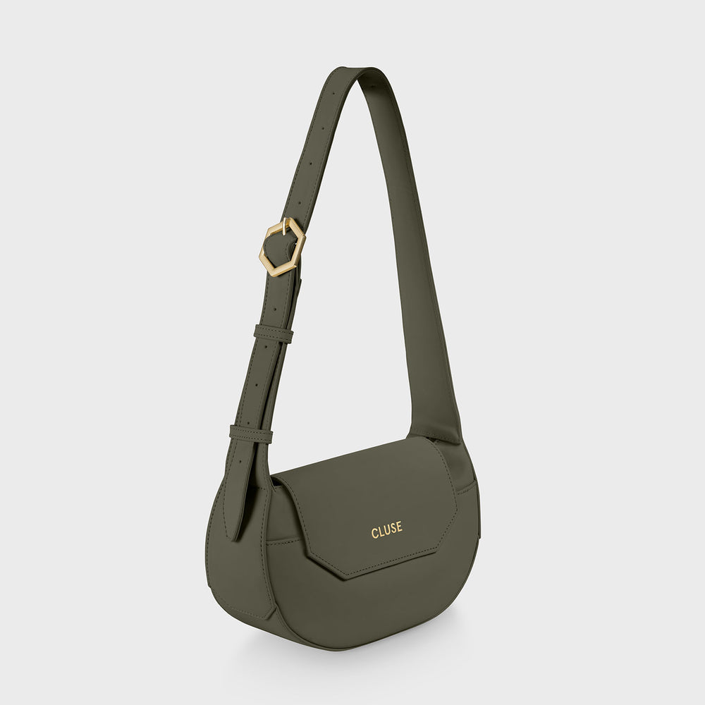 CLUSE Sacroisé Petite Crossbody Bag, Dark Green, Gold Colour CX04205 -  Frontal long strap
