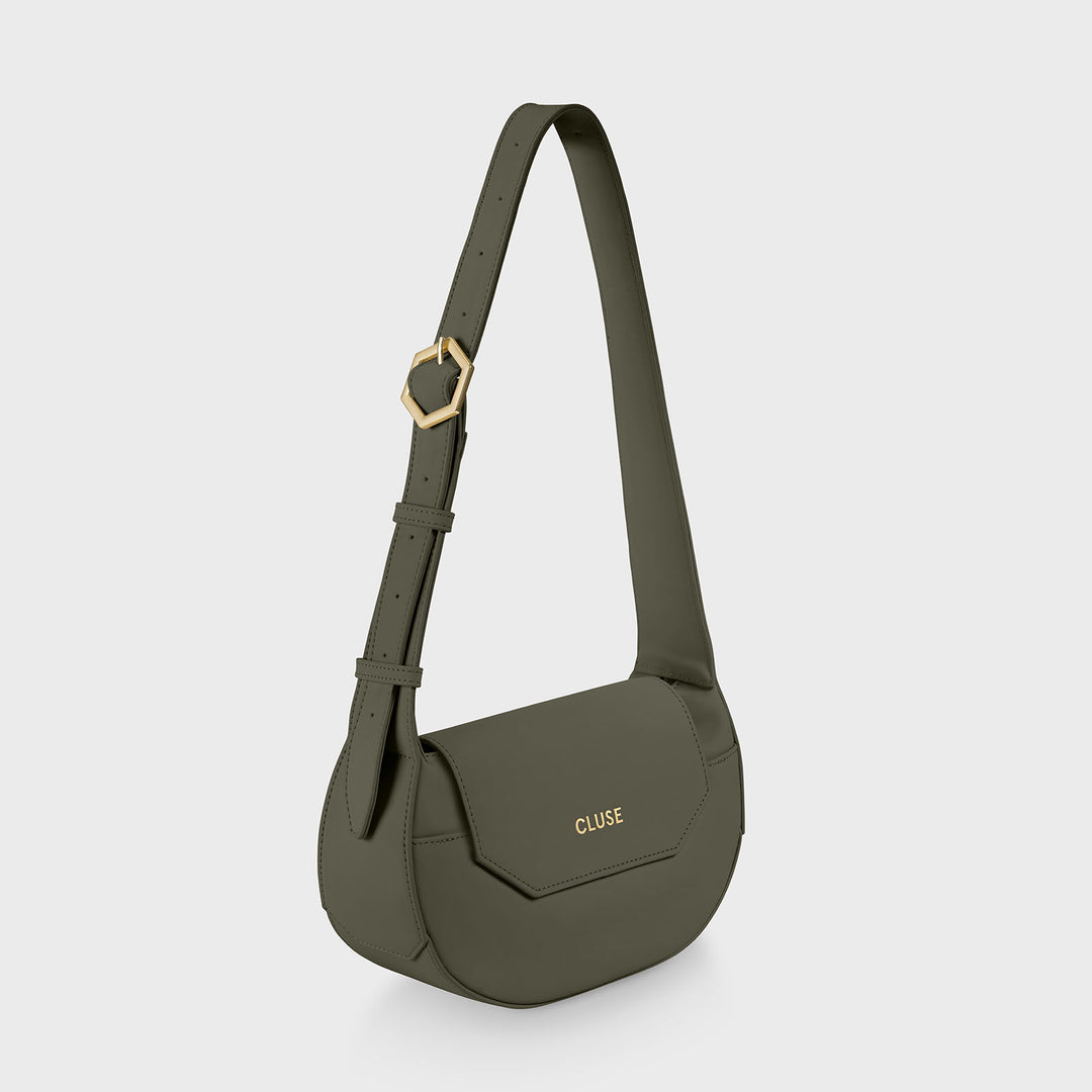 CLUSE Sacroisé Petite Crossbody Bag, Dark Green, Gold Colour CX04205 -  Frontal long strap