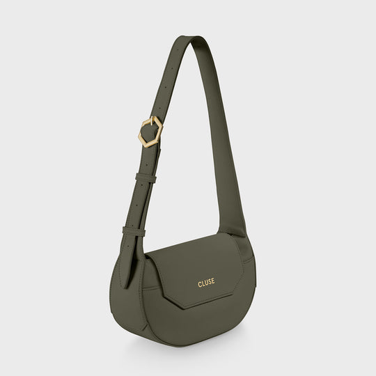 CLUSE Sacroisé Petite Crossbody Bag, Dark Green, Gold Colour CX04205 -  Frontal long strap