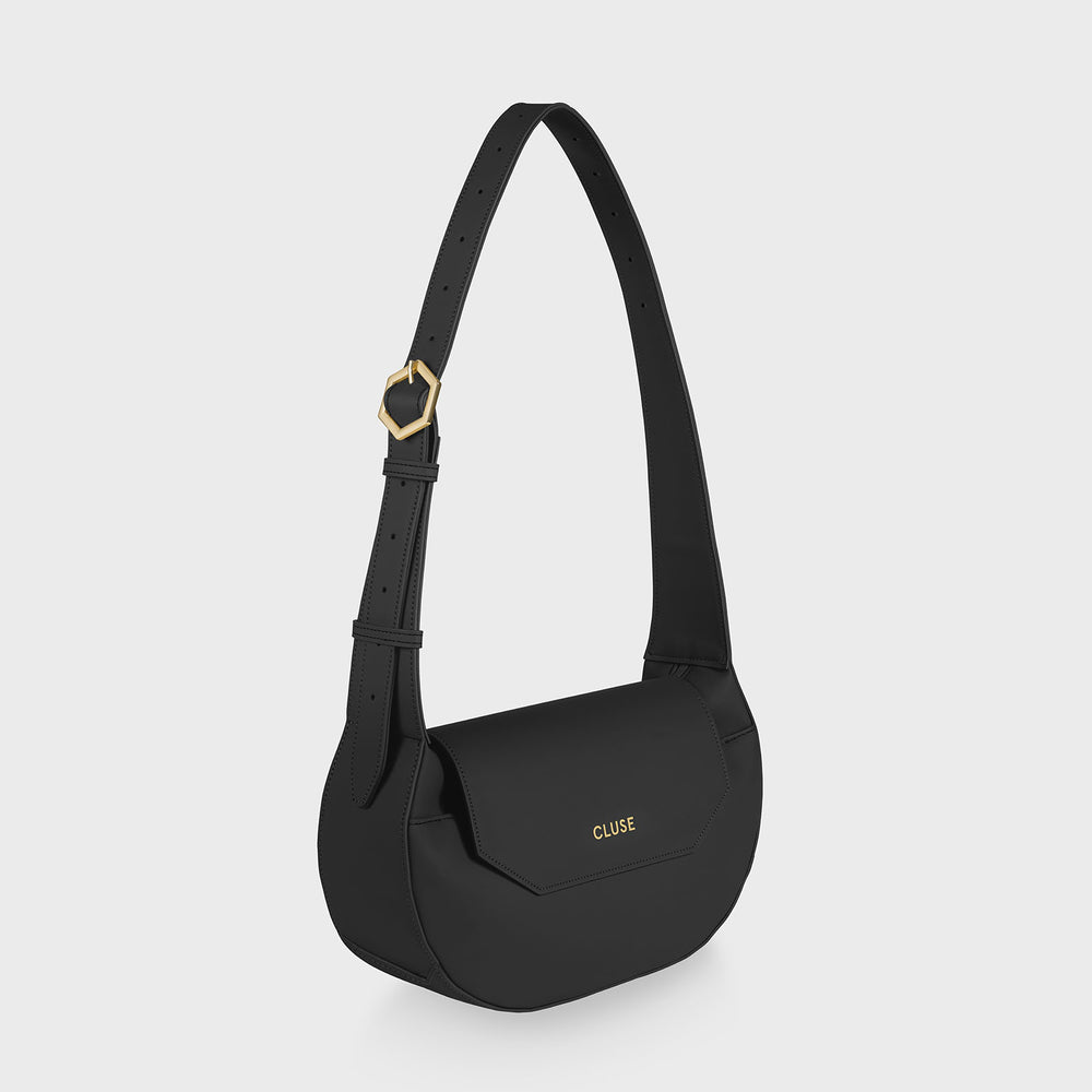 CLUSE Sacroisé Crossbody Bag, Black, Gold Colour CX04901 - Frontal long strap