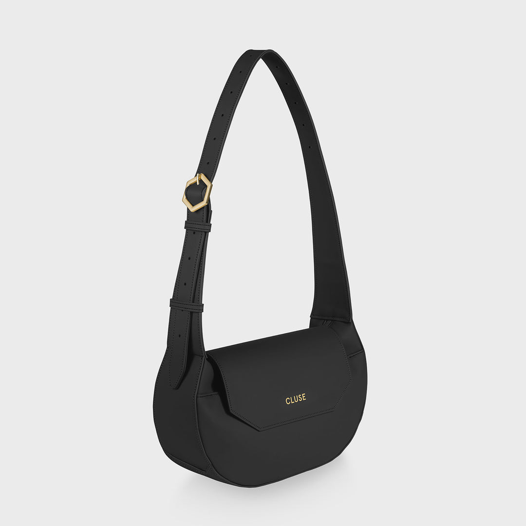 CLUSE Sacroisé Crossbody Bag, Black, Gold Colour CX04901 - Frontal long strap