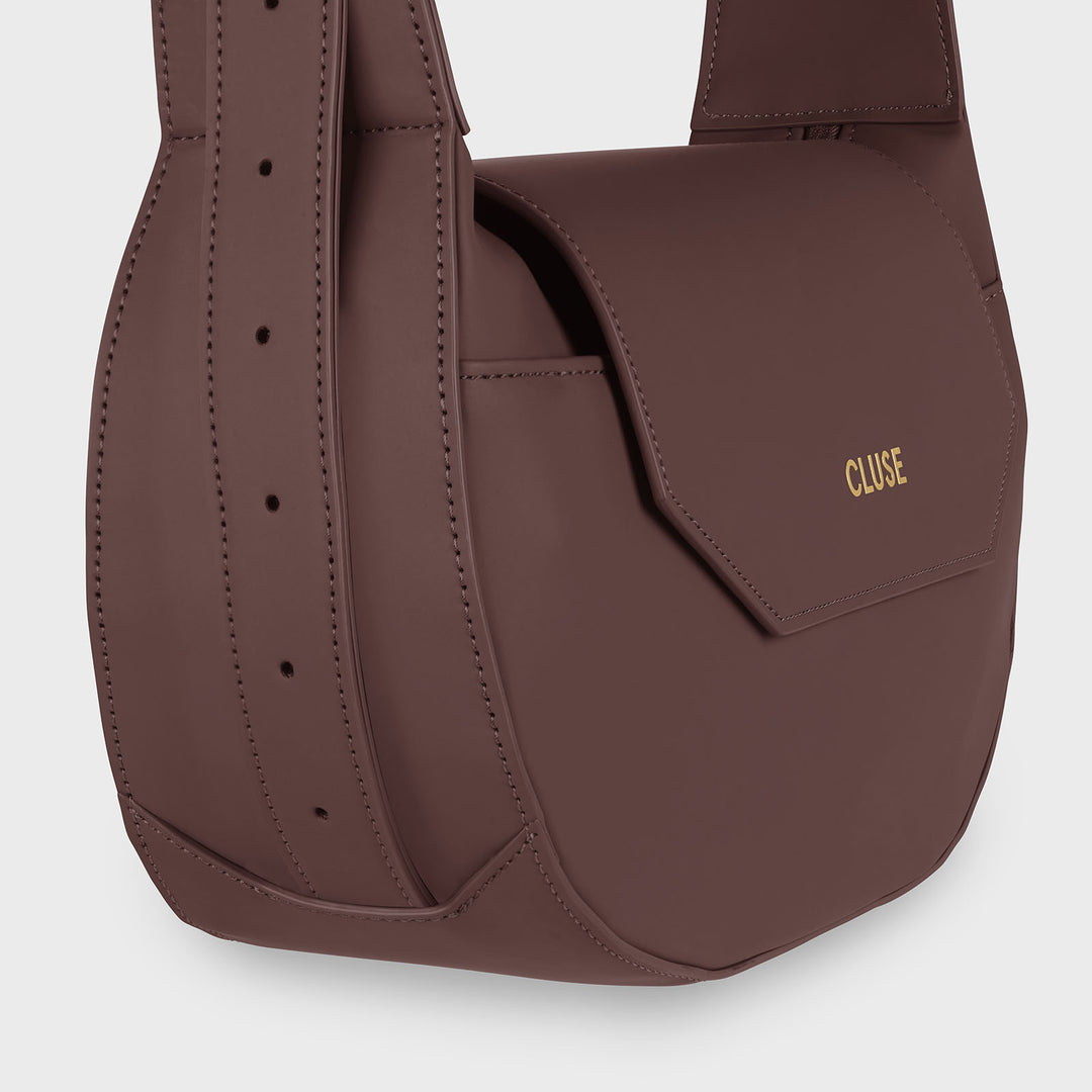 CLUSE Sacroisé Crossbody Bag, Dark Brown, Gold Colour - Strap inlay