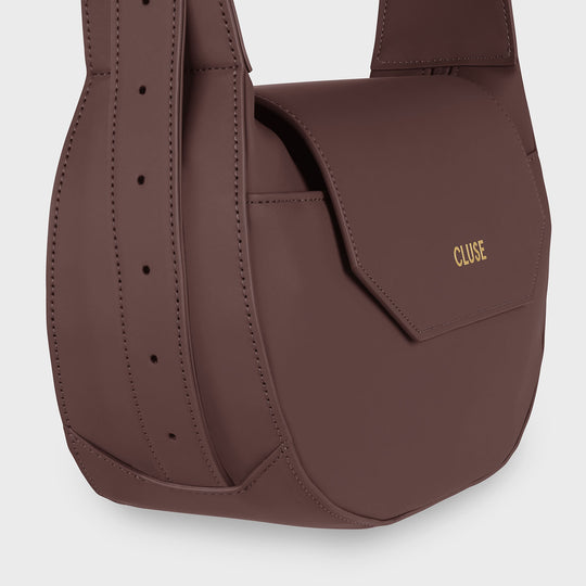 CLUSE Sacroisé Crossbody Bag, Dark Brown, Gold Colour - Strap inlay