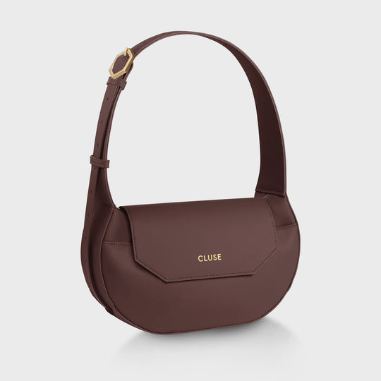 CLUSE Sacroisé Crossbody Bag, Dark Brown, Gold Colour - Frontal short strap