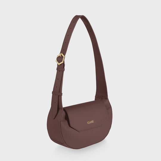CLUSE Sacroisé Crossbody Bag, Dark Brown, Gold Colour - Frontal long strap