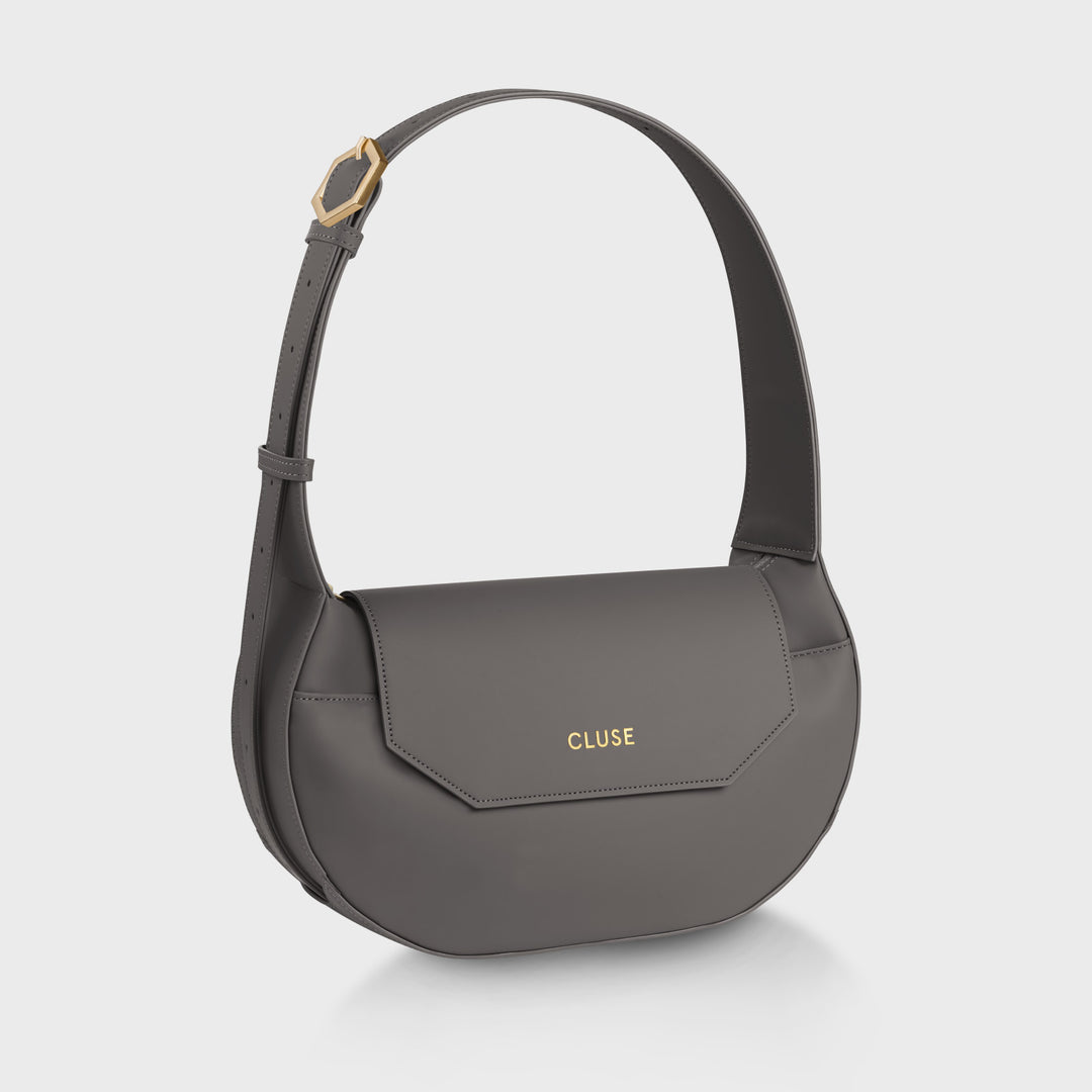 CLUSE Sacroisé Crossbody Bag, Dark Grey, Gold Colour CX04903 - Frontal short strap