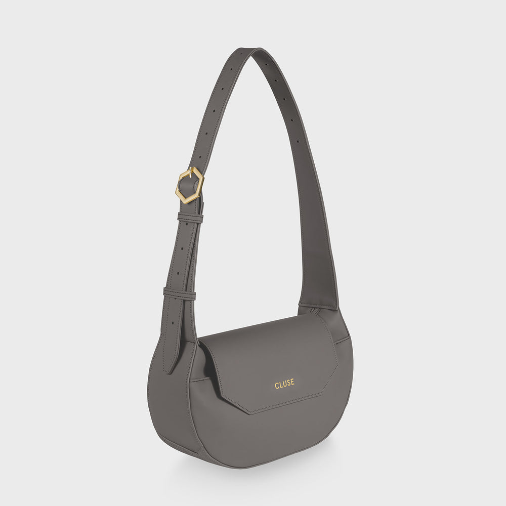 CLUSE Sacroisé Crossbody Bag, Dark Grey, Gold Colour CX04903 - Frontal long strap