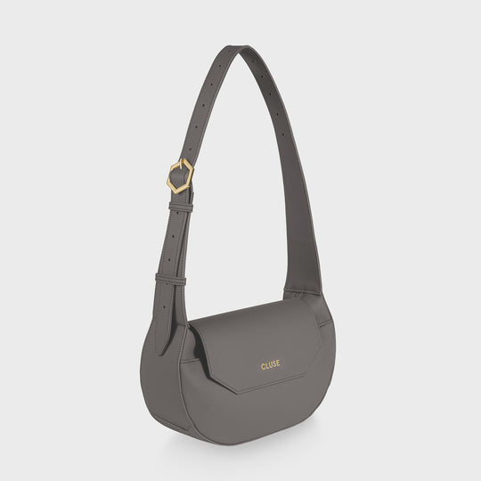 CLUSE Sacroisé Crossbody Bag, Dark Grey, Gold Colour CX04903 - Frontal long strap