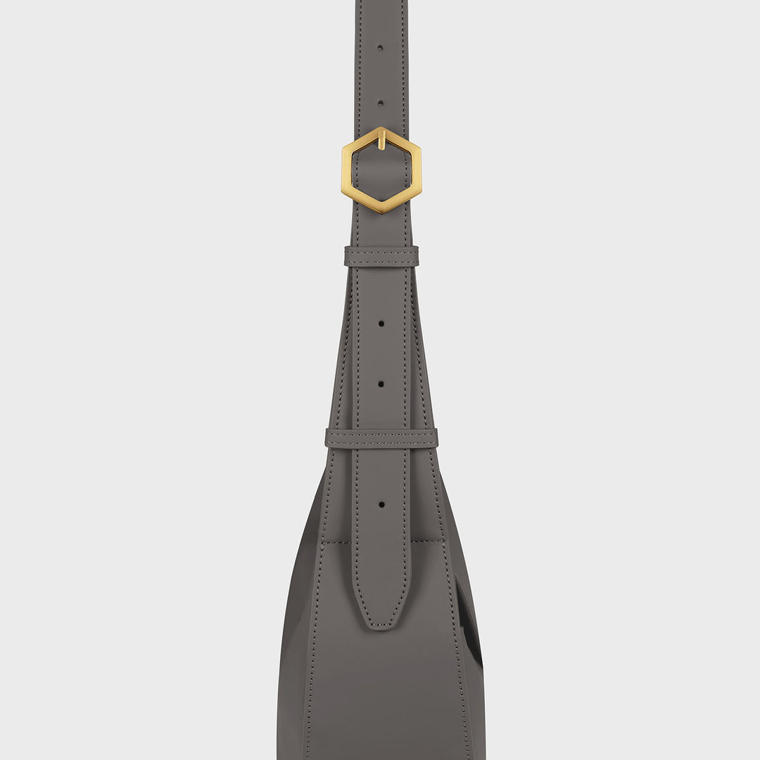 CLUSE Sacroisé Crossbody Bag, Dark Grey, Gold Colour CX04903 - hexagon detail