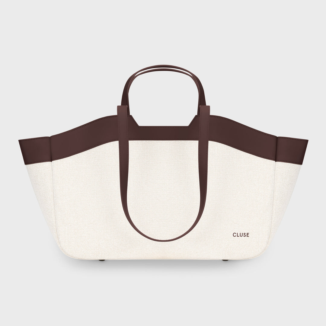 CLUSE Tote Bag, Beige, Dark Brown Colour CX15404 - Tote bag frontal and back