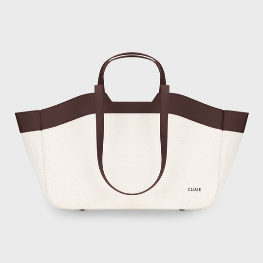 CLUSE Tote Bag, Beige, Dark Brown Colour CX15404 - Tote bag frontal and back