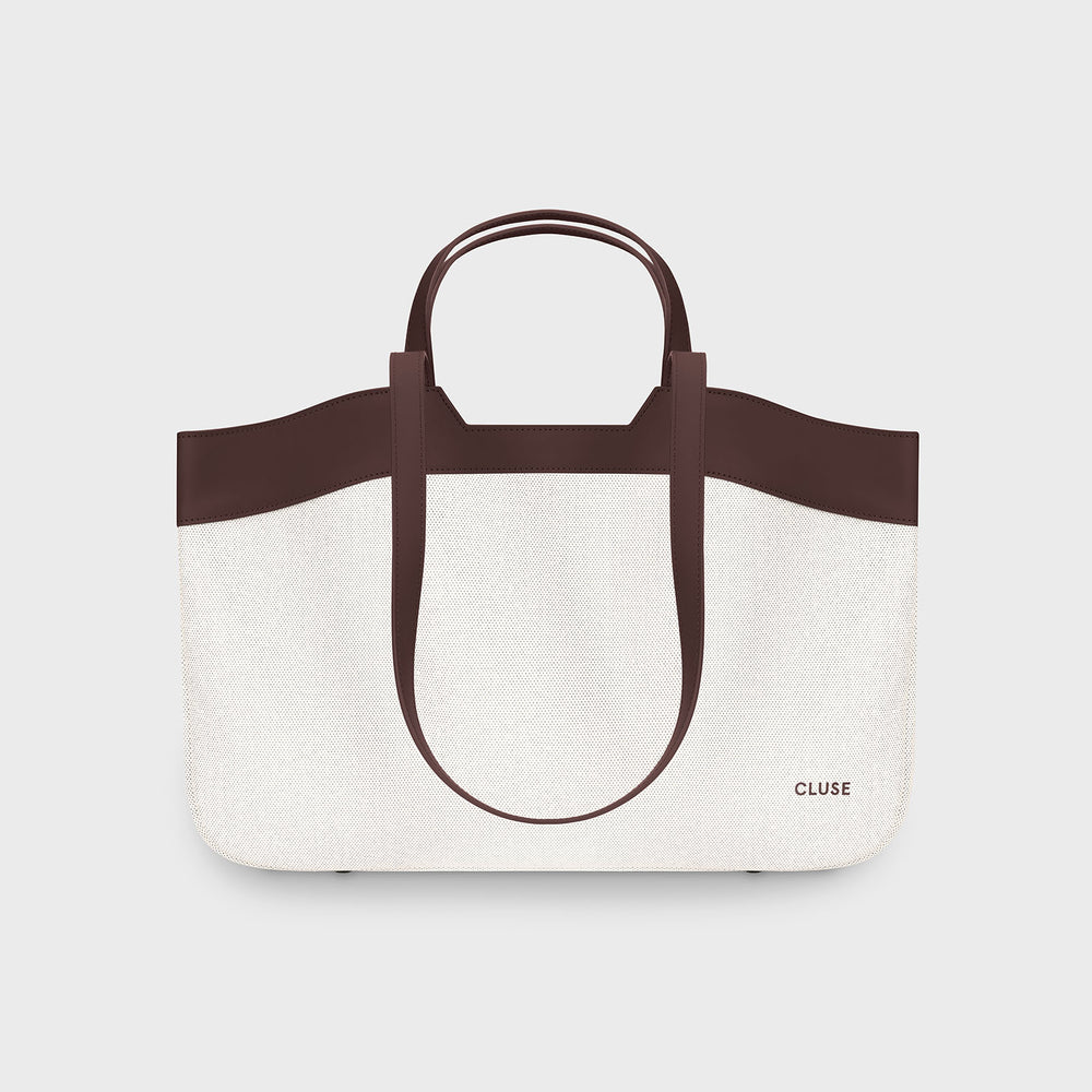 CLUSE Tote Bag, Beige, Dark Brown Colour CX15404 - Tote bag frontal and back