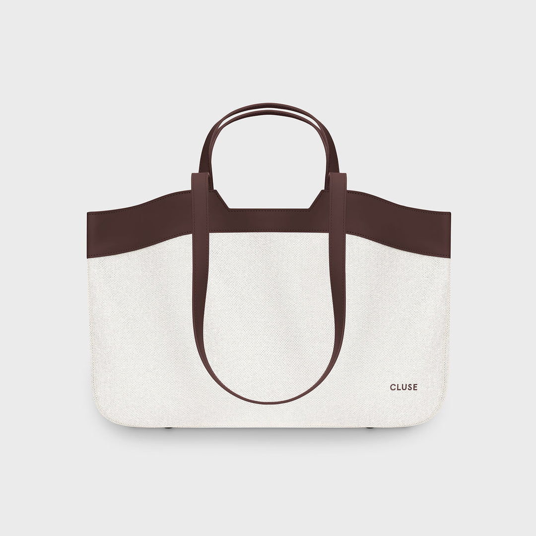 CLUSE Tote Bag, Beige, Dark Brown Colour CX15404 - Tote bag frontal and back