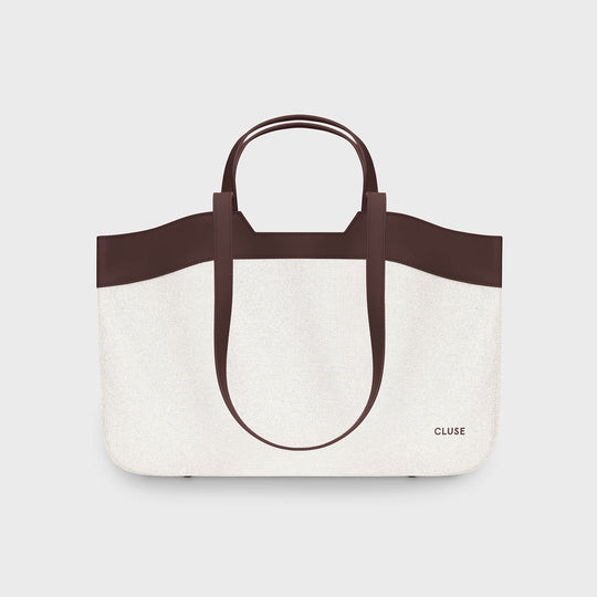 CLUSE Tote Bag, Beige, Dark Brown Colour CX15404 - Tote bag frontal and back