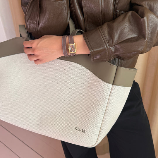 CLUSE Tote Bag, Beige, Olive Colour CX15405 - Tote Bag Petite worn