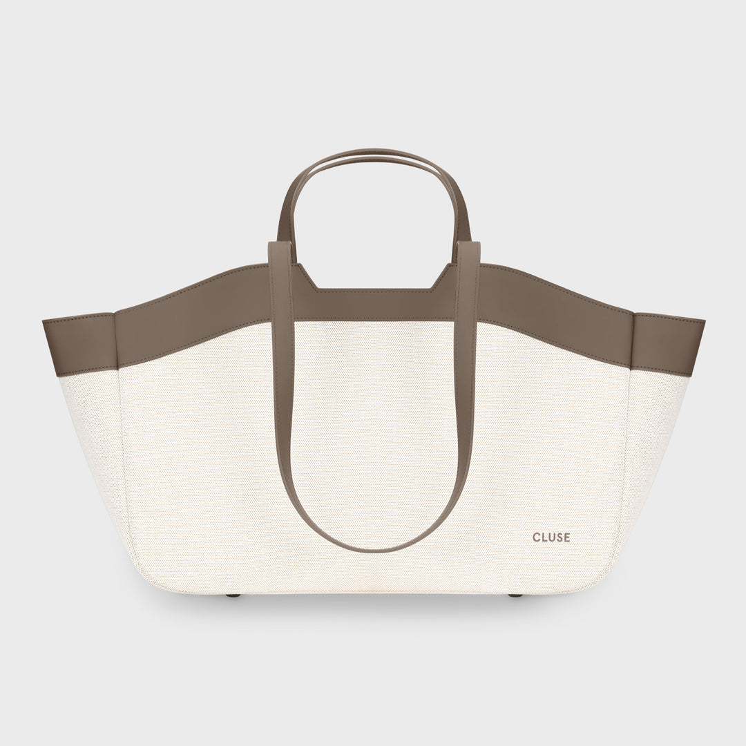 CLUSE Tote Bag, Beige, Olive Colour CX15405 - Tote bag frontal and back
