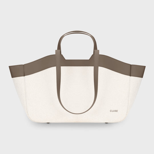 CLUSE Tote Bag, Beige, Olive Colour CX15405 - Tote bag frontal and back