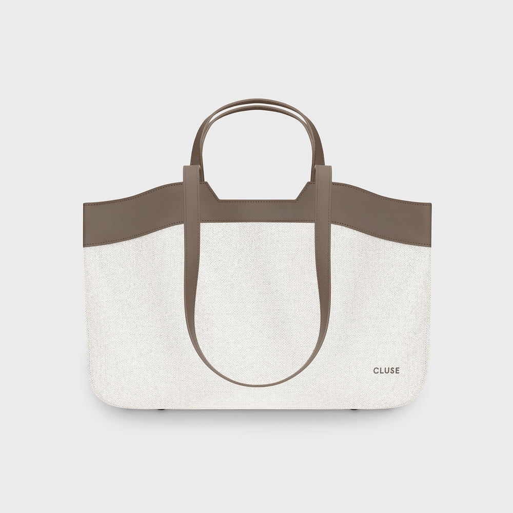 CLUSE Tote Bag, Beige, Olive Colour CX15405 - Tote bag frontal and back