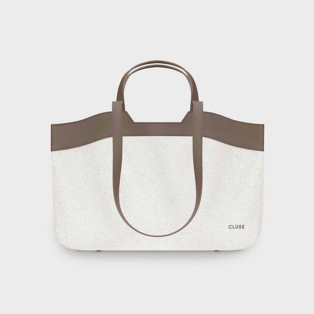 CLUSE Tote Bag, Beige, Olive Colour CX15405 - Tote bag frontal and back
