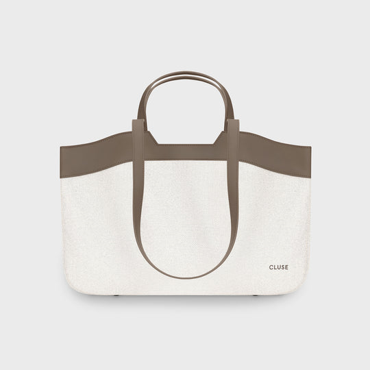 CLUSE Tote Bag, Beige, Olive Colour CX15405 - Tote bag frontal and back