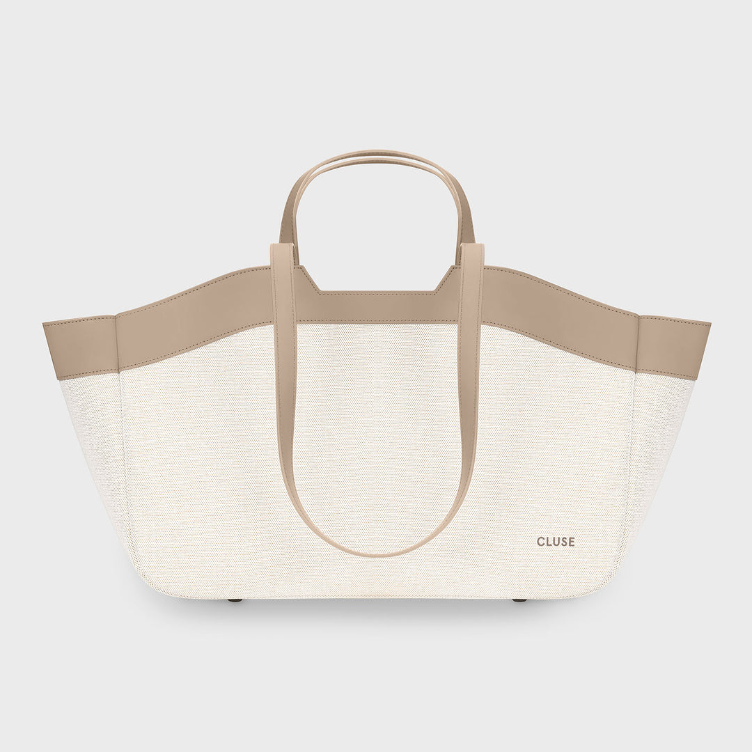 CLUSE Tote Bag, Beige, Sand Colour CX15406 - Tote bag frontal and back
