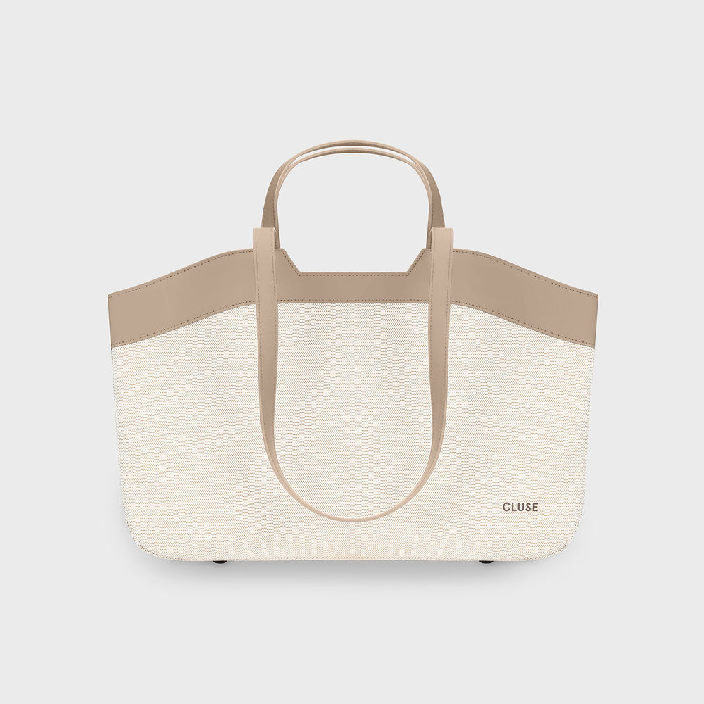 CLUSE Tote Bag, Beige, Sand Colour CX15406 - Tote bag frontal and back