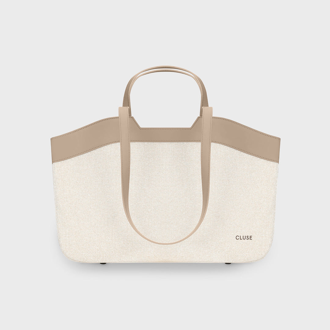 CLUSE Tote Bag, Beige, Sand Colour CX15406 - Tote bag frontal and back