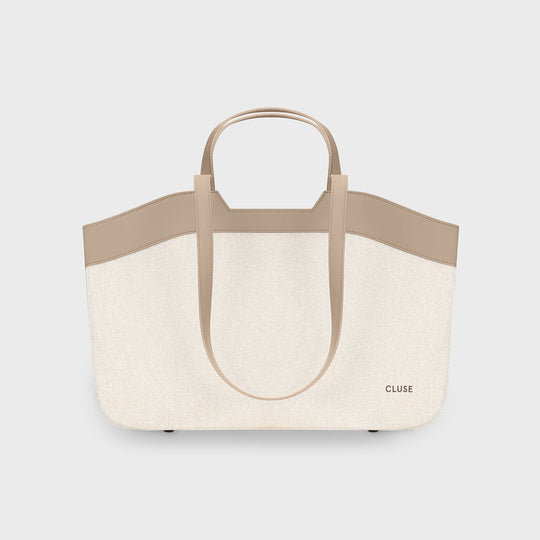 CLUSE Tote Bag, Beige, Sand Colour CX15406 - Tote bag frontal and back