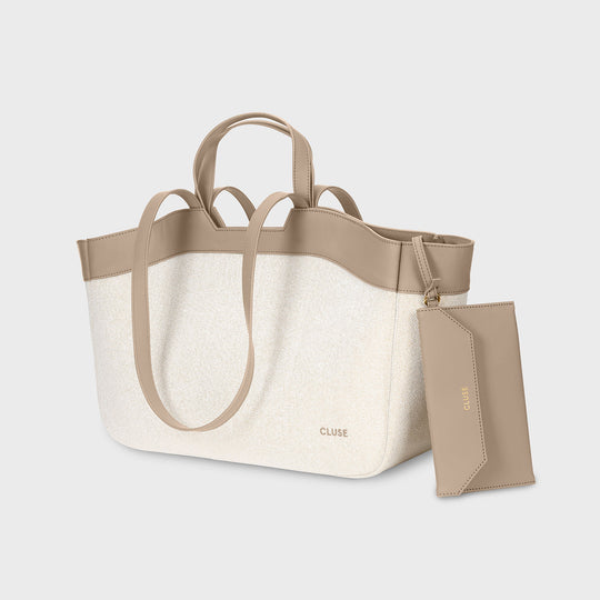 CLUSE Tote Bag, Beige, Sand Colour CX15406 - Tote bag with pouch