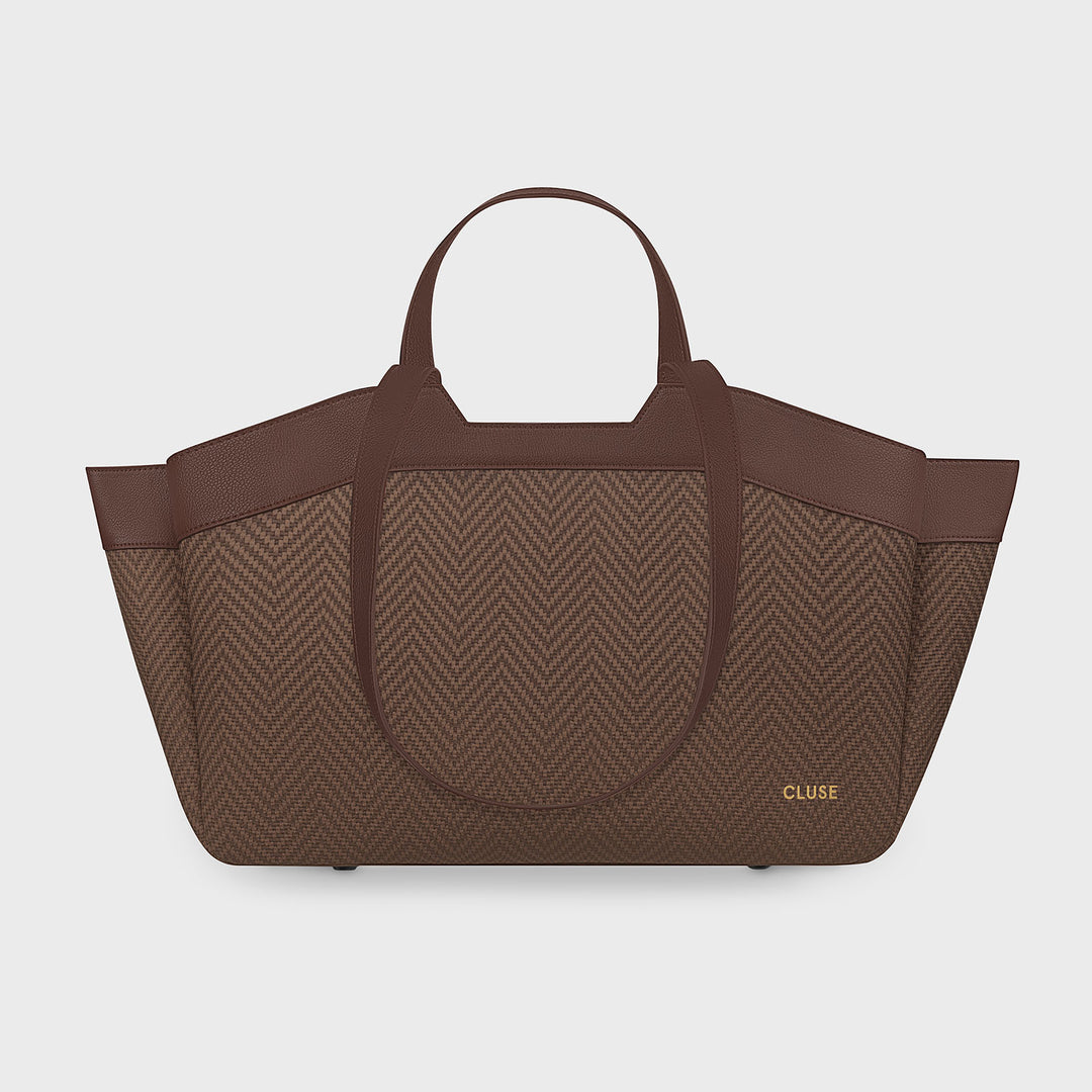 CLUSE Tote Bag, Textured Tan Colour CX15407 - Tote bag frontal and back