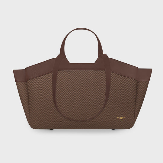 CLUSE Tote Bag, Textured Tan Colour CX15407 - Tote bag frontal and back