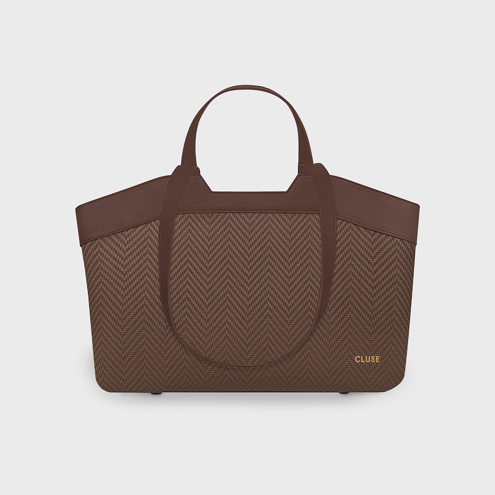 CLUSE Tote Bag, Textured Tan Colour CX15407 - Tote bag frontal and back