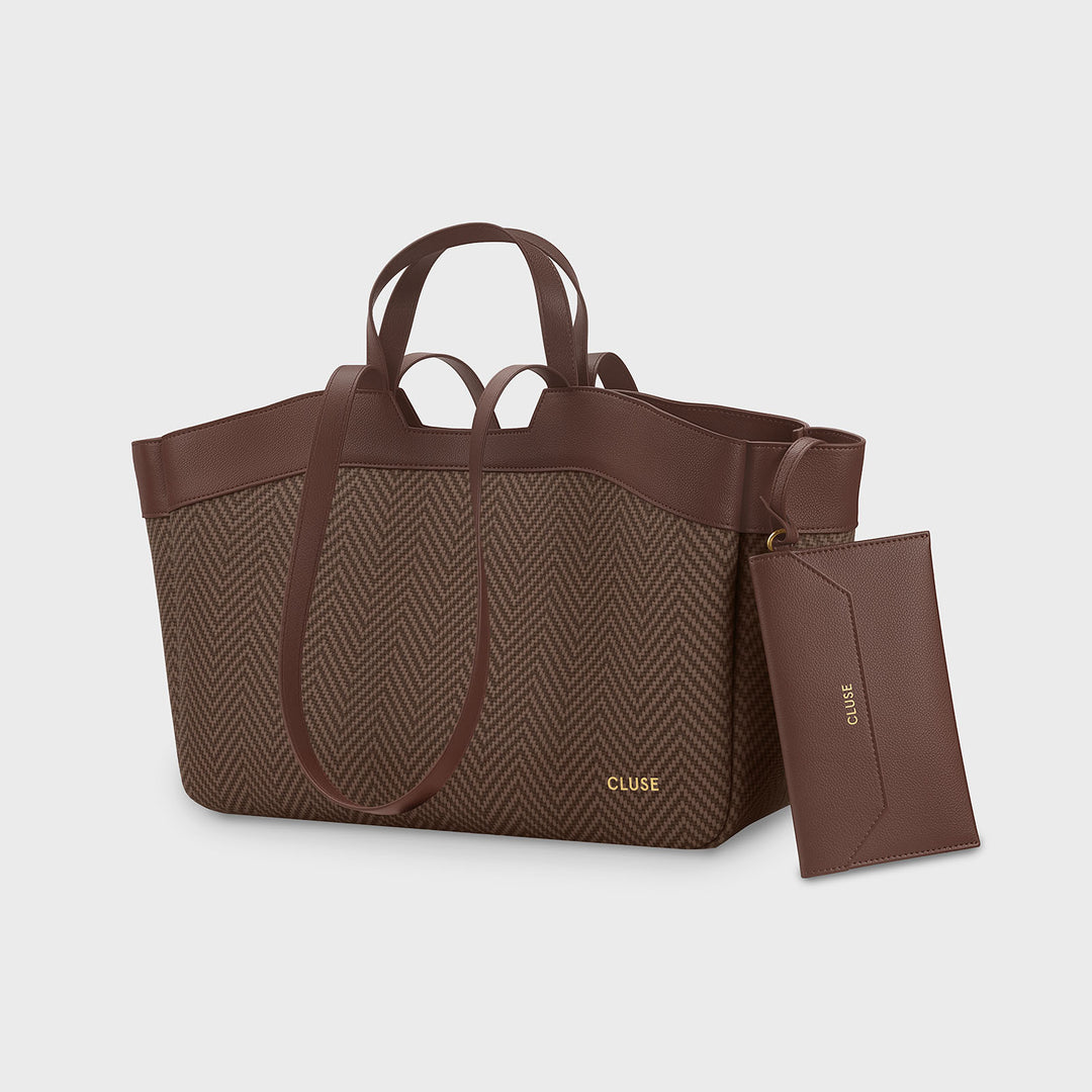 CLUSE Tote Bag, Textured Tan Colour CX15407 - Tote bag with pouch