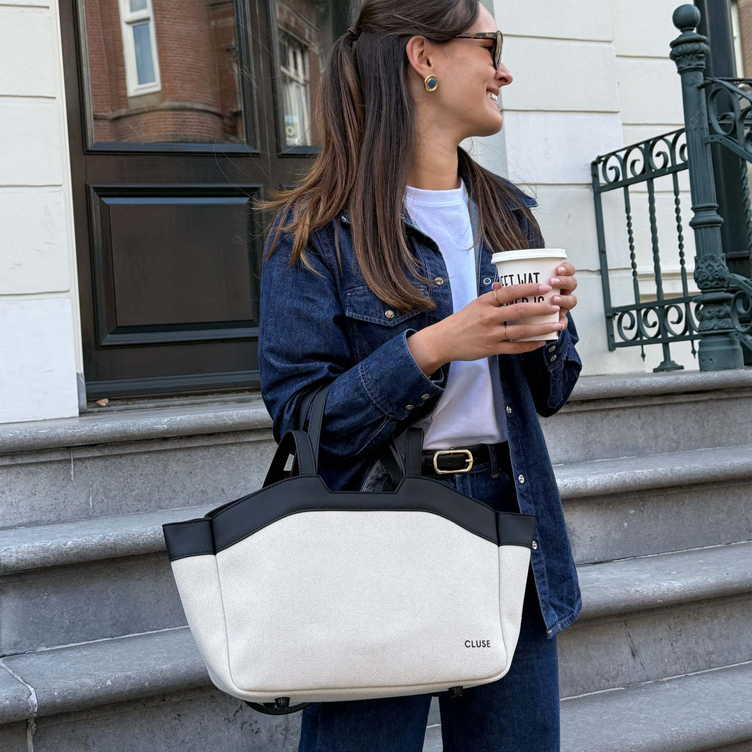 CLUSE Tote Bag Petite, Beige, Black Colour CX15801 - Tote Bag Petite worn