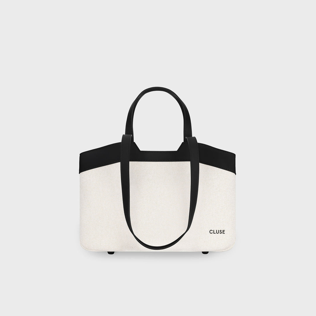 CLUSE Tote Bag Petite, Beige, Black Colour CX15801 - Tote bag frontal and back