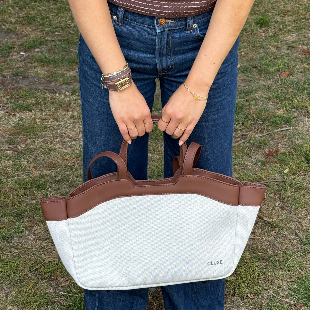 CLUSE Tote Bag Petite, Beige, Brown Colour CX15802 - Tote Bag Petite worn