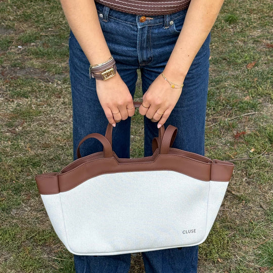 CLUSE Tote Bag Petite, Beige, Brown Colour CX15802 - Tote Bag Petite worn