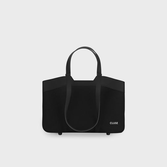 CLUSE Tote Bag Petite, Full Black Colour CX15803 - Tote bag frontal and back