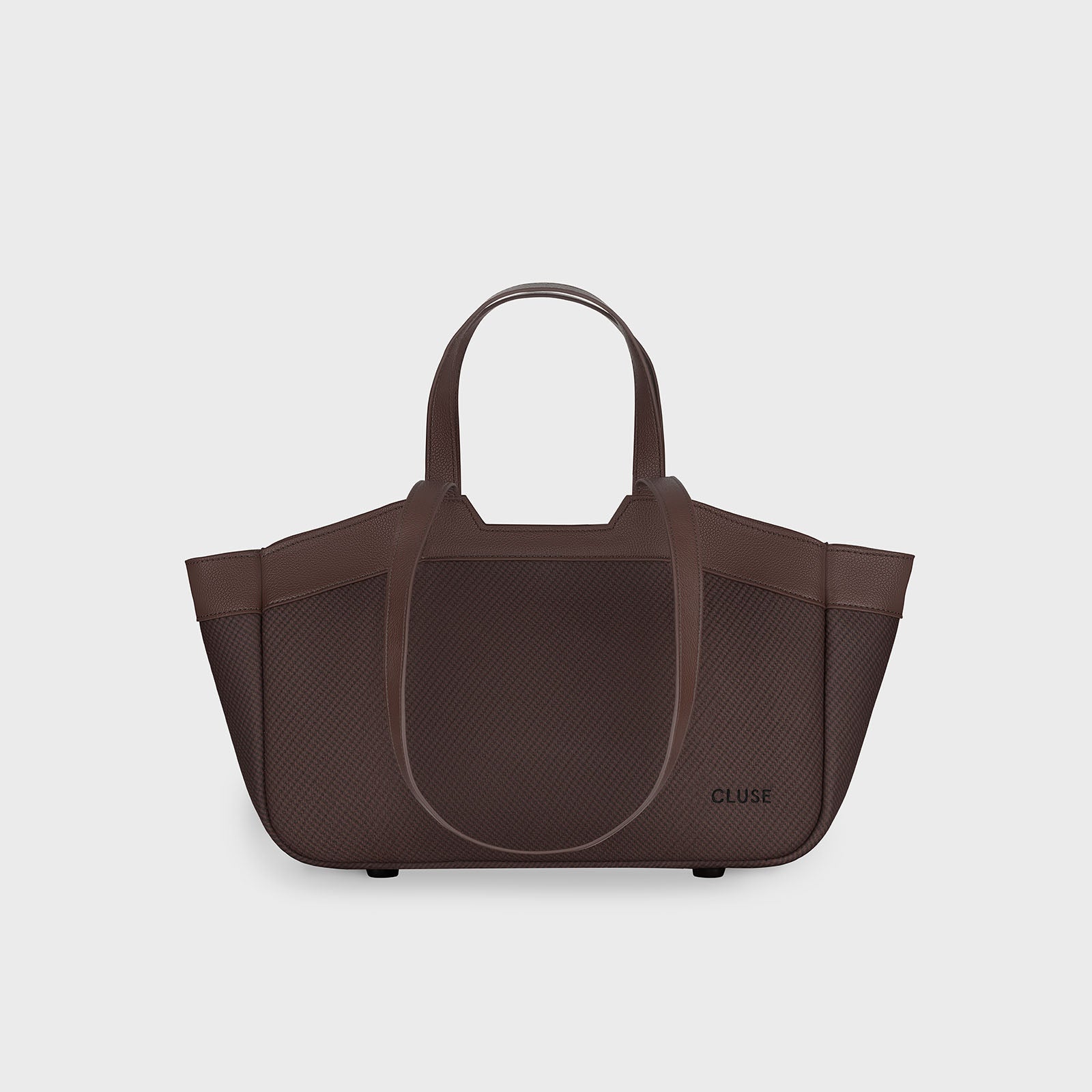 CLUSE Tote Bag Petite, Textured Full Dark Brown Colour CX15804 - tote bag frontal and back