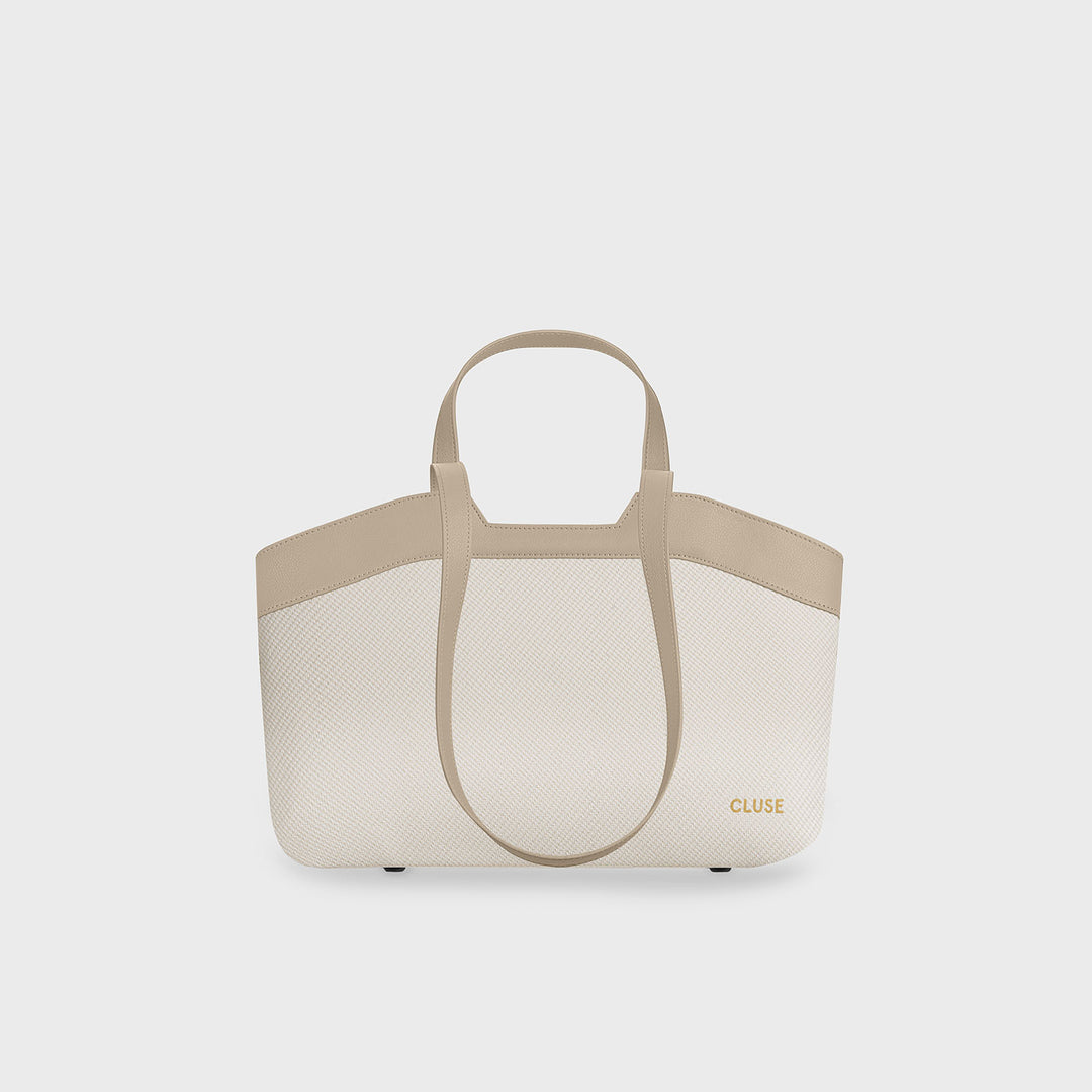 CLUSE Tote Bag Petite, Textured Beige, Sand Colour CX15805 - Tote bag frontal and back
