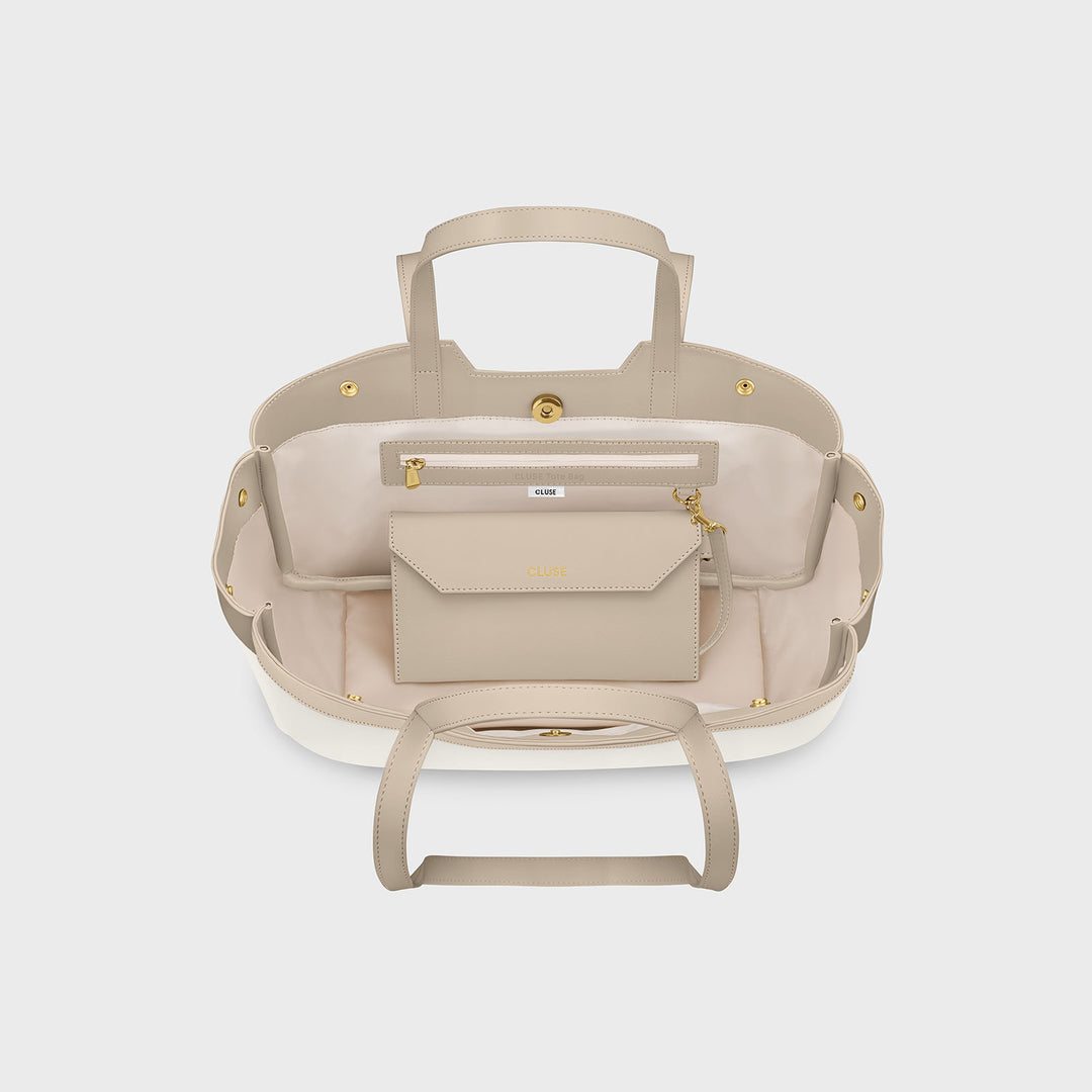 CLUSE Tote Bag Petite, Textured Beige, Sand Colour CX15805 - Tote bag inside