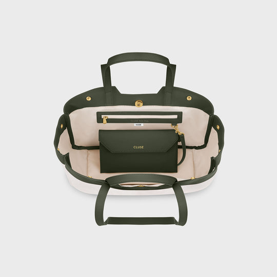 CLUSE Tote Bag Petite, Beige, Dark Olive Colour CX15806 - Tote Bag inside
