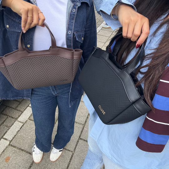 CLUSE Tote Bag Mini, Textured Full Dark Brown Colour CX15902 - Tote Bag Mini worn