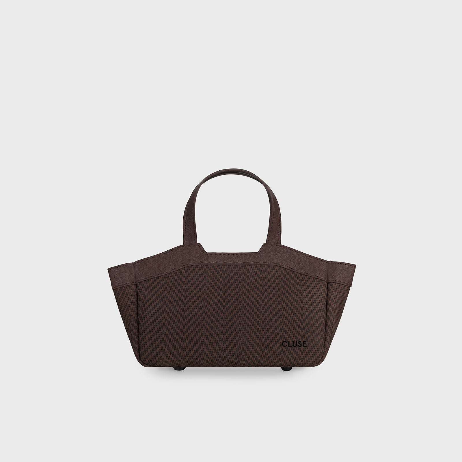 CLUSE Tote Bag Mini, Textured Full Dark Brown Colour CX15902 - Tote Bag Mini front and back