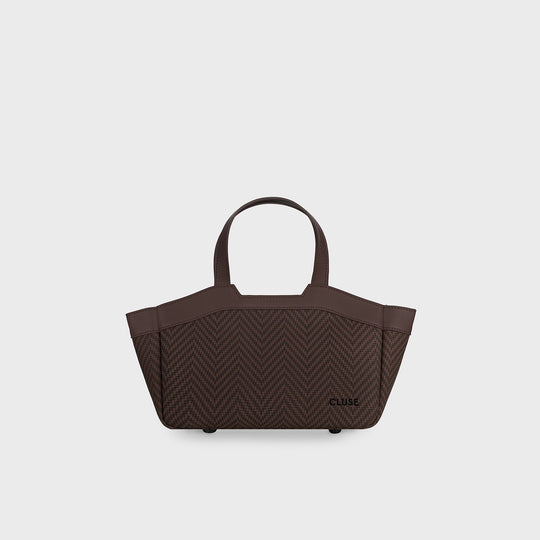 CLUSE Tote Bag Mini, Textured Full Dark Brown Colour CX15902 - Tote Bag Mini front and back