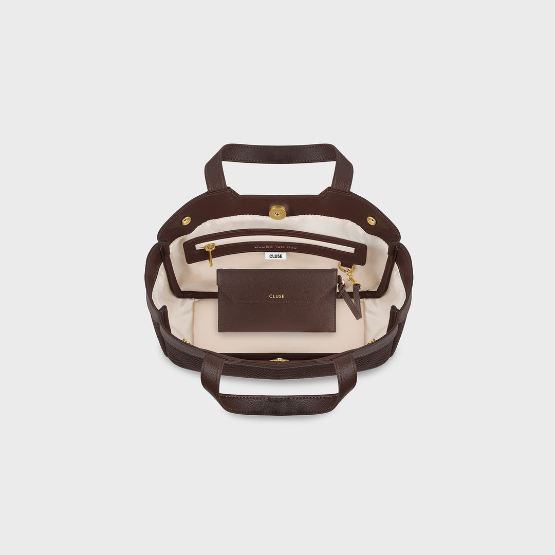 CLUSE Tote Bag Mini, Textured Full Dark Brown Colour CX15902 - Tote Bag Mini inside