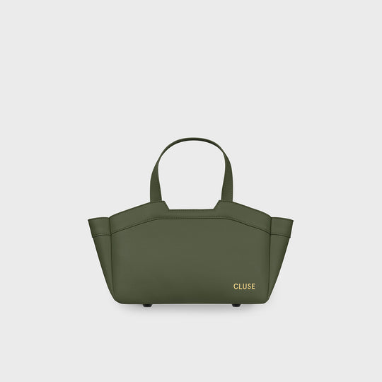 CLUSE Tote Bag Mini, Dark Olive Colour CX15903 - Tote Bag frontal and back