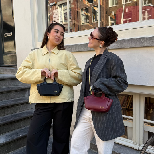 CLUSE Tote Bag Micro, Dark Cherry Colour CX16002 - Tote bag on model